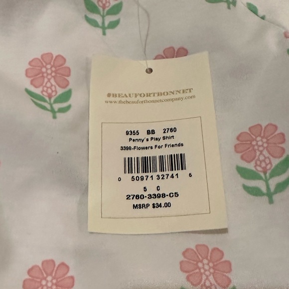 💙5/$25💙The Beaufort Bonnet Company Penny’s Play Shirt Flowers NWT - Picture 5 of 5